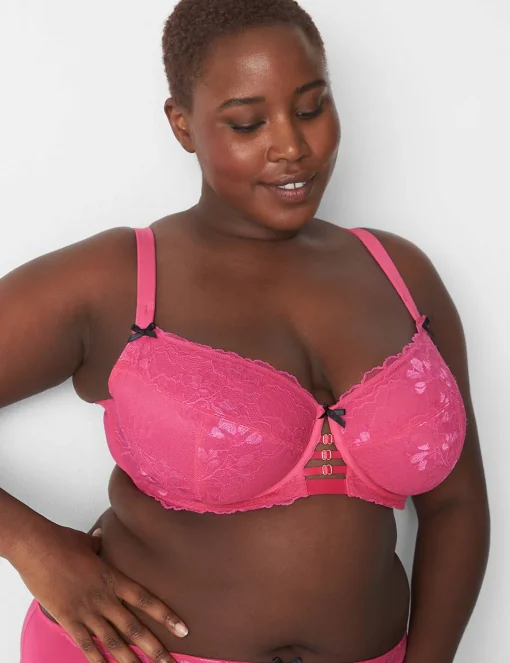 Sexy Bras^Lane Bryant Unlined Curvy Balconette Bra Pink Yarrow
