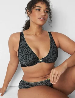 Sexy Bras^Lane Bryant Unlined High Apex Bra Grey Animal