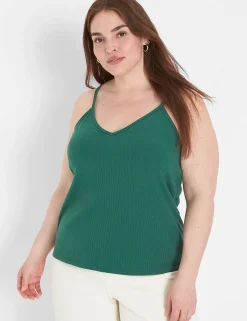 Knit Tops^Lane Bryant V-Neck Rib Cami Hunter Green