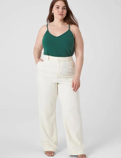 Knit Tops^Lane Bryant V-Neck Rib Cami Hunter Green