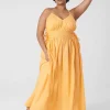 Date Night^Lane Bryant V-Neck Ruched-Waist Maxi Dress Mock Orange
