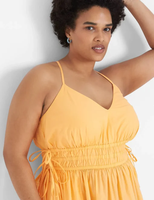 Date Night^Lane Bryant V-Neck Ruched-Waist Maxi Dress Mock Orange
