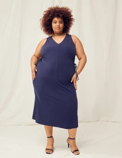 Casual^Lane Bryant V-Neck Side-Cutout Midi Dress Maritime Blue