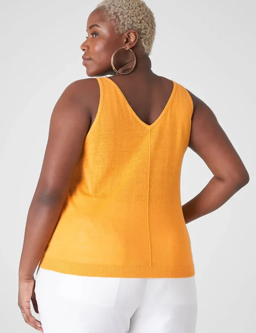 Sweaters^Lane Bryant V-Neck Tank Pullover Sweater Citrus