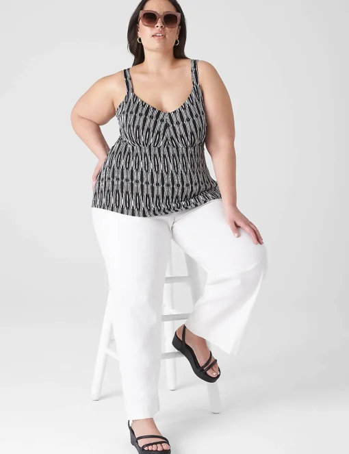 Knit Tops^Lane Bryant V-Neck Tank Top Black Ikat