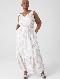 Date Night^Lane Bryant V-Neck Tie-Shoulder Maxi Dress Becca Floral