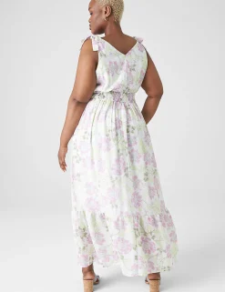 Date Night^Lane Bryant V-Neck Tie-Shoulder Maxi Dress Becca Floral