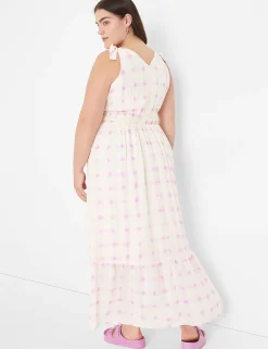 Date Night^Lane Bryant V-Neck Tie-Shoulder Maxi Dress Watercolor Check