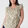 Shirts & Blouses^Lane Bryant Woven & Knit Trim-Detail Top Sadie Floral
