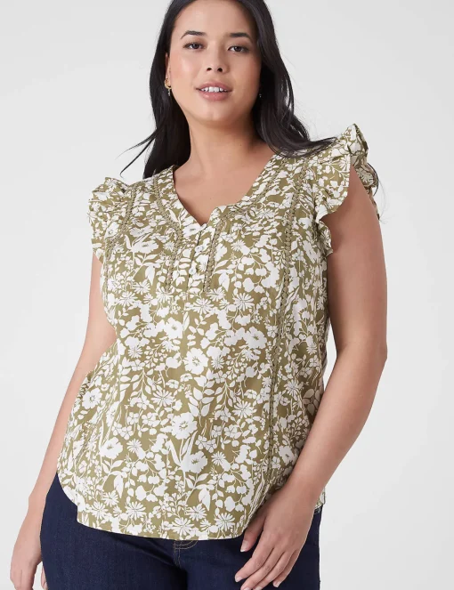 Shirts & Blouses^Lane Bryant Woven & Knit Trim-Detail Top Sadie Floral