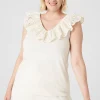 Shirts & Blouses^Lane Bryant Woven Eyelet Ruffle Knit Tank Birch