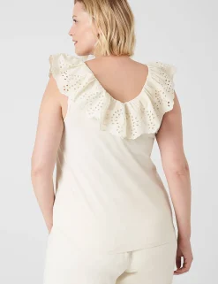 Shirts & Blouses^Lane Bryant Woven Eyelet Ruffle Knit Tank Birch