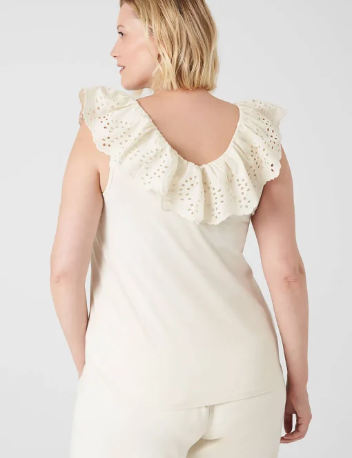 Shirts & Blouses^Lane Bryant Woven Eyelet Ruffle Knit Tank Birch