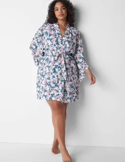 Robes^Lane Bryant Woven Ruffle Kimono Robe Bali Floral
