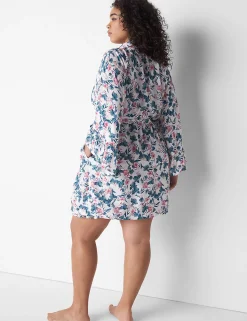 Robes^Lane Bryant Woven Ruffle Kimono Robe Bali Floral