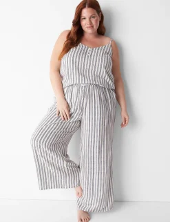 Sleep Separates^Lane Bryant Woven Wide Leg Sleep Pant Birch Stripe