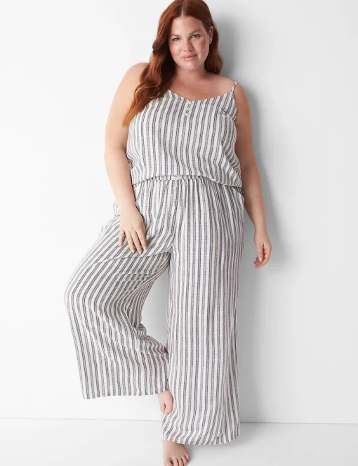 Sleep Separates^Lane Bryant Woven Wide Leg Sleep Pant Birch Stripe