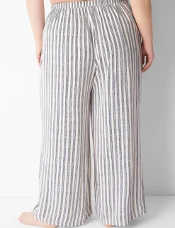 Sleep Separates^Lane Bryant Woven Wide Leg Sleep Pant Birch Stripe